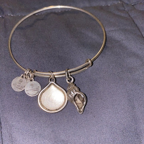 Alex and Ani Seashell Silver Bangle Charm Adjustable Bracelet - Picture 2 of 2